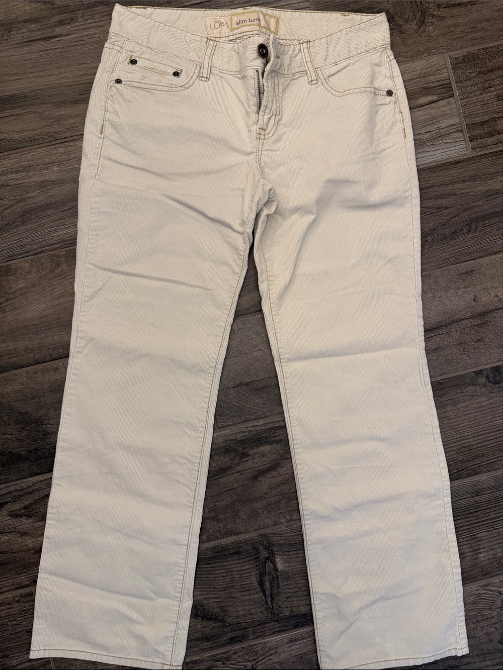 LOFT Slim Boot Corduroy Pants in Light Cream